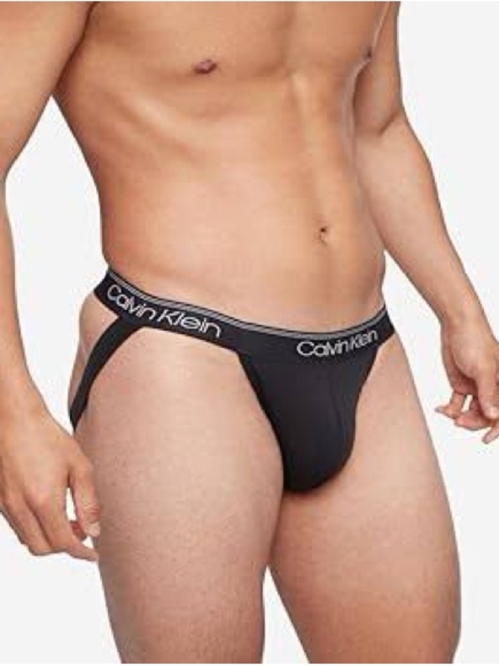 CALVIN KLEIN Men's Microfiber Stretch Jockstrap, Black, XL/TG/EE/GG, NWOT - Picture 1 of 9